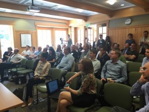 A crowd gathers at the Nutrient Sensor Challenge Summit in August 2015.